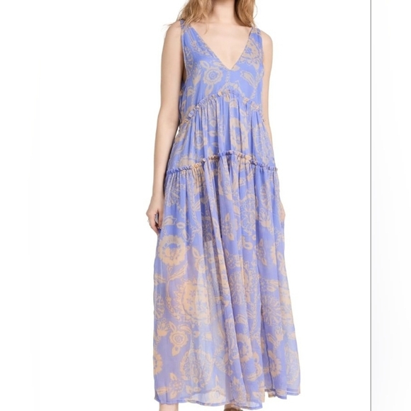 RARE!! Free People,Julianna,Maxi Dress W/ Pockets,In Color Bluebell,Size Large - Picture 3 of 7